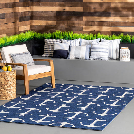 nuLOOM Hand Hooked Despina Indoor/ Outdoor Accent Rug, 2x4, Navy