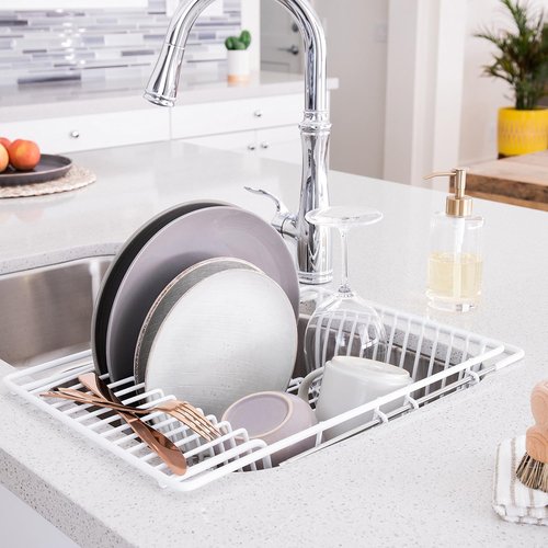 Better Houseware 1423/W Adjustable Over-the-Sink Dish Drainer - Space-Saving White Design