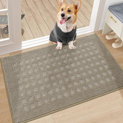 BEQHAUSE Dirt Trapper Door Mat - Absorbent Non-Slip Indoor Entrance Rug | 20" x 32", Beige