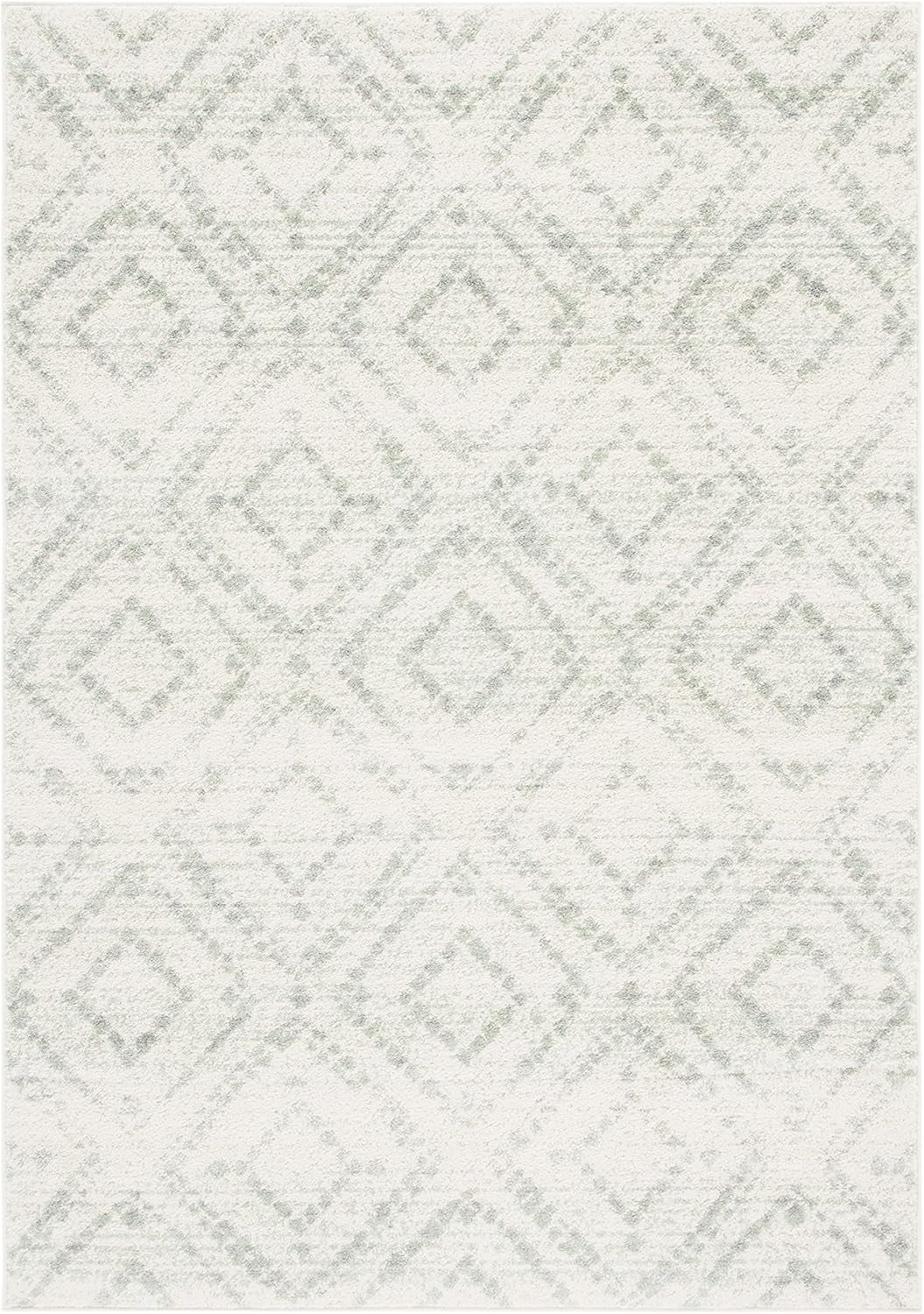 SAFAVIEH Adirondack Collection Area Rug - 5'1" x 7'6", Ivory & Green, Modern Diamond Distressed Design, Non-Shedding & Easy Care, Ideal for High Traffic Areas in Living Room, Bedroom (ADR131X)