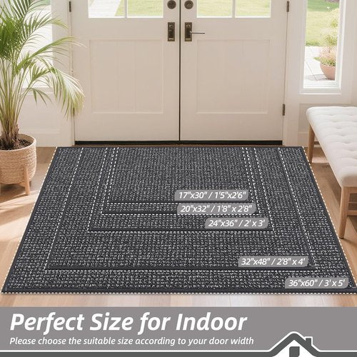 BEQHAUSE Dirt Trapper Door Mat - Non-Slip, Washable, Absorbent Entrance Mat | 24" x 36", Charcoal