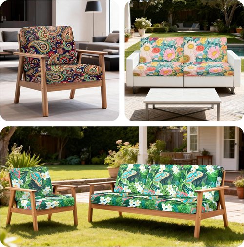 BIETYONE Patio Cushion Covers - 4Pcs Stretch Slipcovers for Outdoor Sofa | Washable & Reusable