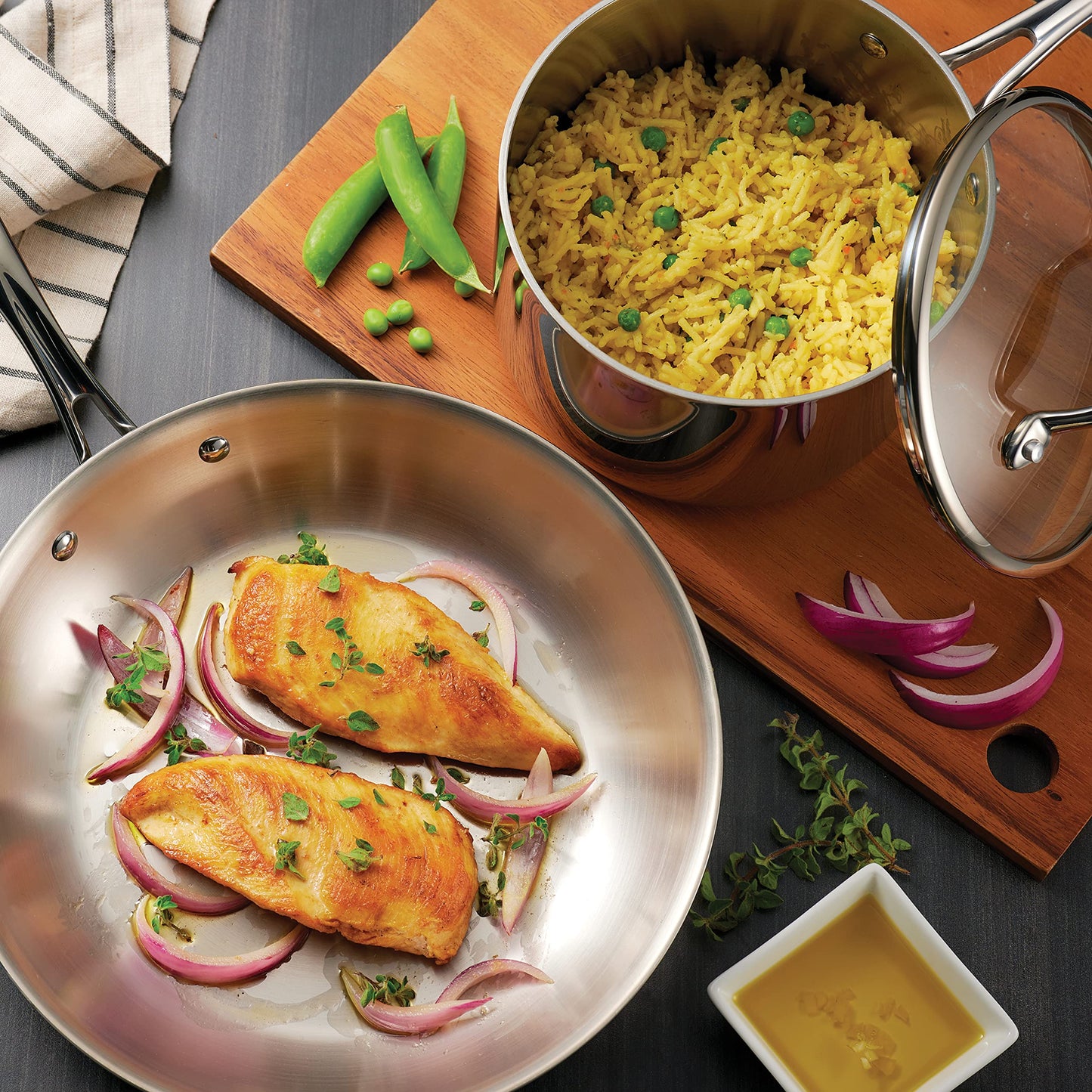 Tramontina Tri-Ply Clad Stainless Steel 14-Piece Cookware Set with Glass Lids, Pots and Pans Kitchen Set, Induction-Ready, Dishwasher-Safe, NSF-Certified