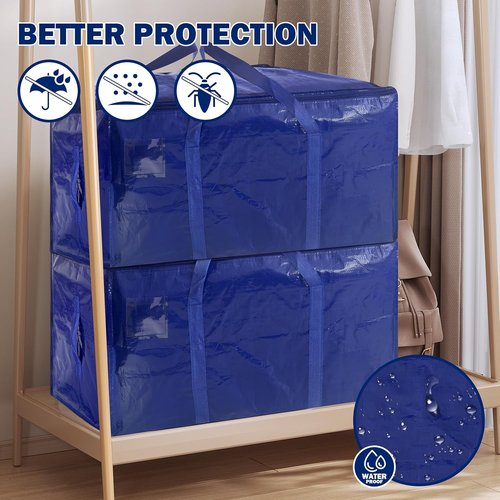 Extra Heavy Duty Large Moving Bags by [Brand Name] - 8 Pack with Strong Zipper & Handles | 24 Gallon Dark Blue Storage Totes