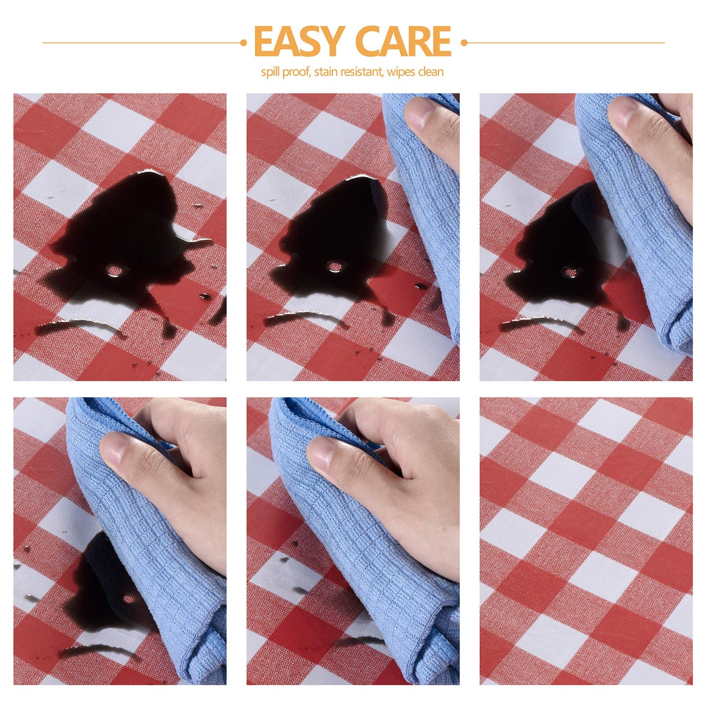 sancua Checkered Vinyl Square Tablecloth - 54 x 54 Inch - 100% Waterproof Oil Proof Spill Proof PVC Table Cloth, Wipe Clean Table Cover for Dining Tables, Buffet Parties and Camping, Red and White