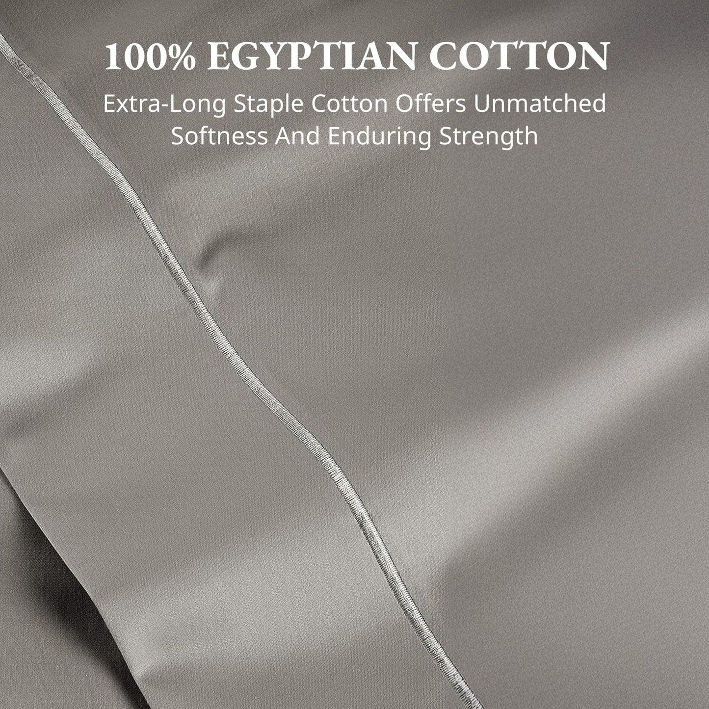 Lane Linen 100% Egyptian Cotton Queen Size Flat Sheet Only (94"x104") - Elegant Sateen Weave, Ultra Soft, Breathable, Highly Durable - Charcoal