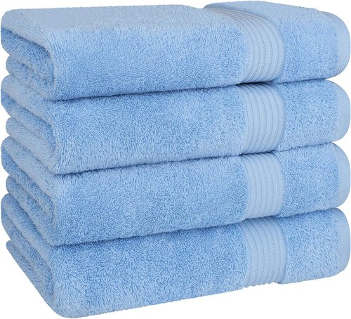 Cotton Paradise 4-Piece Turkish Bath Towels Set - Extra Large, Soft & Plush - Sky Blue