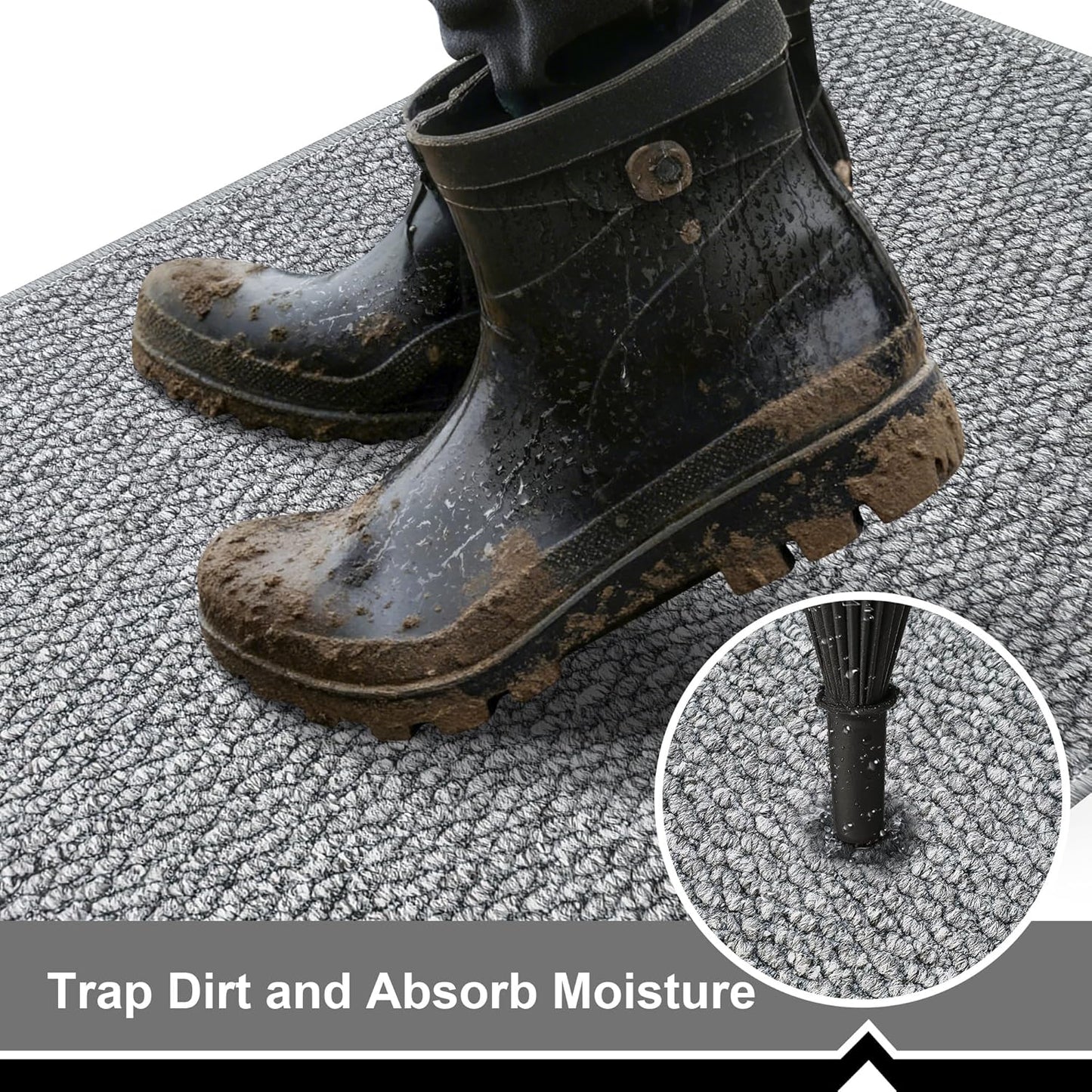 Regine Switzerland Door Mat - 24" x 36" Dirt Trapper | Washable, Non-Slip, Absorbent Grey Entryway Mat