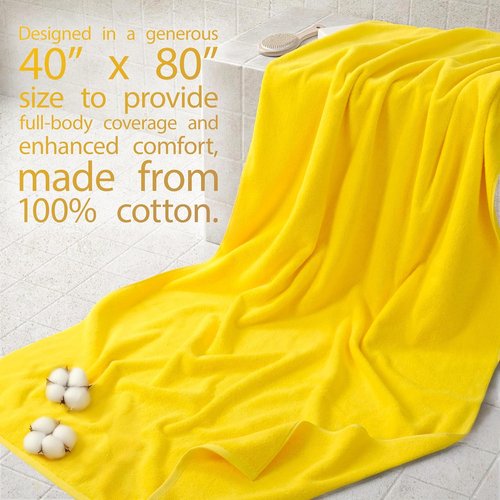 Cotton Paradise 100% Cotton Oversized Bath Sheet - Extra Large 40x80 Yellow Turkish Towel