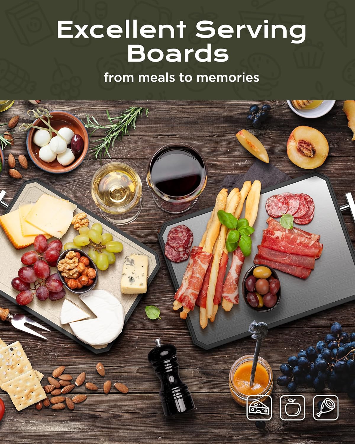 SNOWCLAD Stainless Steel Cutting Board - Double-Sided, Non-Toxic Chopping Board | Large 16" x 11" Size