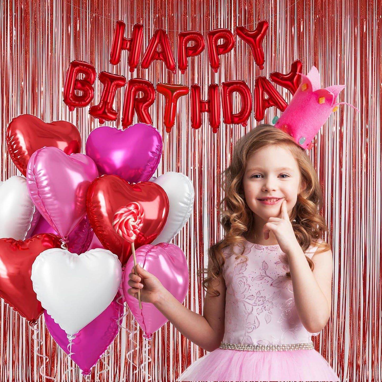 Red Foil Fringe Curtain | 3 Pack 3.2 x 8.2 Ft Shiny Tinsel Backdrop for Party Decor & Photo Booth