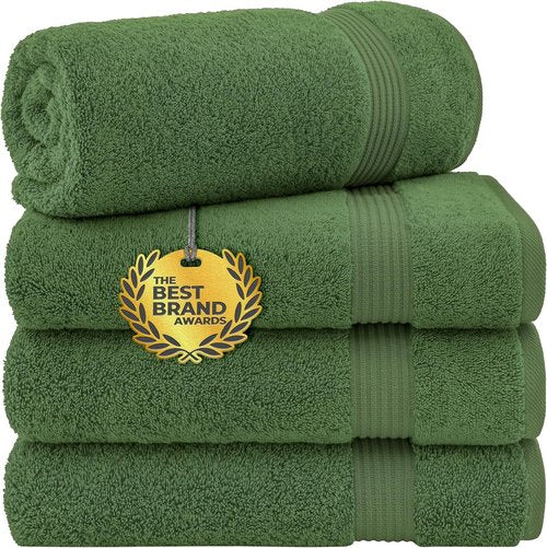 Cotton Paradise Turkish Bath Towels - Extra Large Soft Plush 4-Piece Set in Sage Green