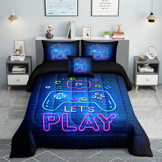 Football Comforter Sets,6 PCS Football Bedding Set,Kids Comforter Sets for Boys,Twin Black and Gold Bed Sets for Boys,Bed in A Bag with Sheets