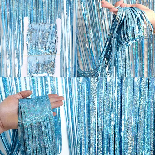 4Pcs Gold Fringe Backdrop 12.8x8.2 Feet Glitter Metallic Tinsel Foil Fringe Curtain, Gold Backdrop Curtain Door Streamers for Birthday Graduation Bachelorette Disco Christmas Party Decorations