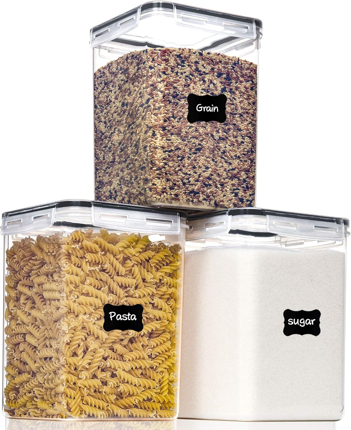 PantryStar Airtight Food Storage Containers - 5.2L (176Oz) BPA-Free Plastic Canisters | 3-Pack for Kitchen Organization
