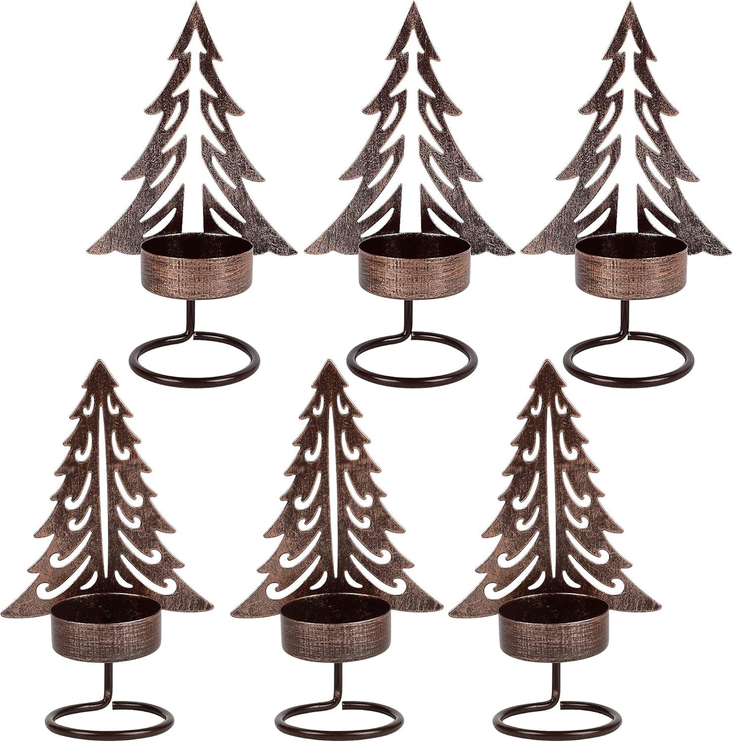 Juegoal Tea Light Candle Holders Set of 6 - Rust-Proof Metal Xmas Tree Centerpieces for Holiday Decor