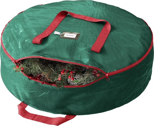Heavy Duty Wreath Storage Bag - 30 Inch Waterproof Christmas Wreath Container | Green Design