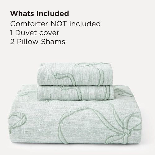 Bedsure Green Duvet Cover - Elegant Boho Design, Soft Queen Size Bedding Set | Includes 90"x90" Duvet Cover & 2 Pillow Shams
