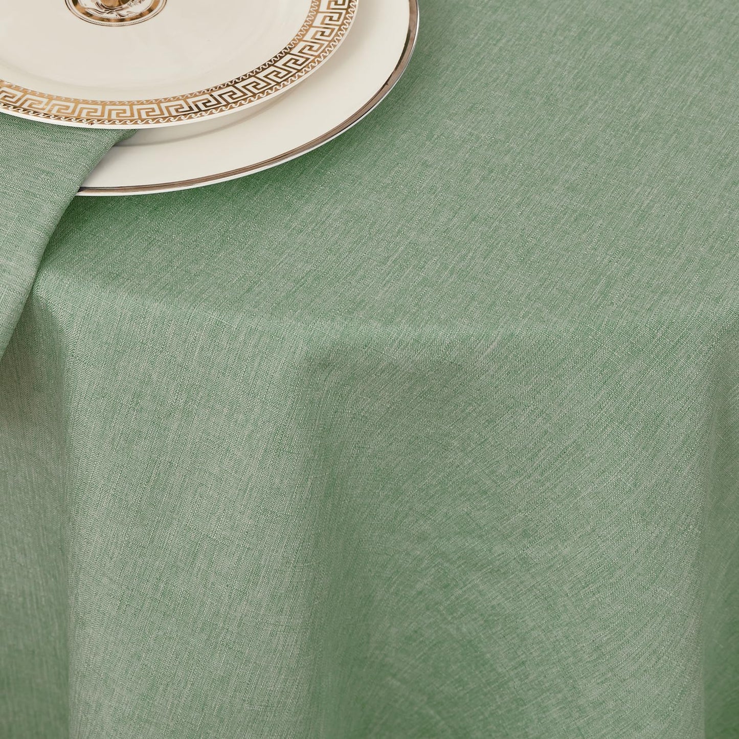 UKOMIUT Rectangle Table Cloth, Waterproof and Stain Resistant Linen Style Farmhouse Tablecloth, Washable Faux Decoration Fabric Table Cover for Kitchen Dinning or Outdoor use, Sage Green 52 x 70 Inch