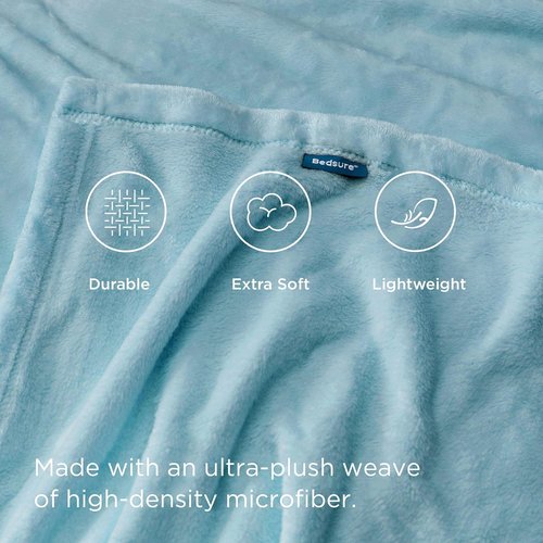 Bedsure GentleSoft Fleece Throw Blanket - Lightweight Plush Cozy River Blue Blanket, 50x70 Inches