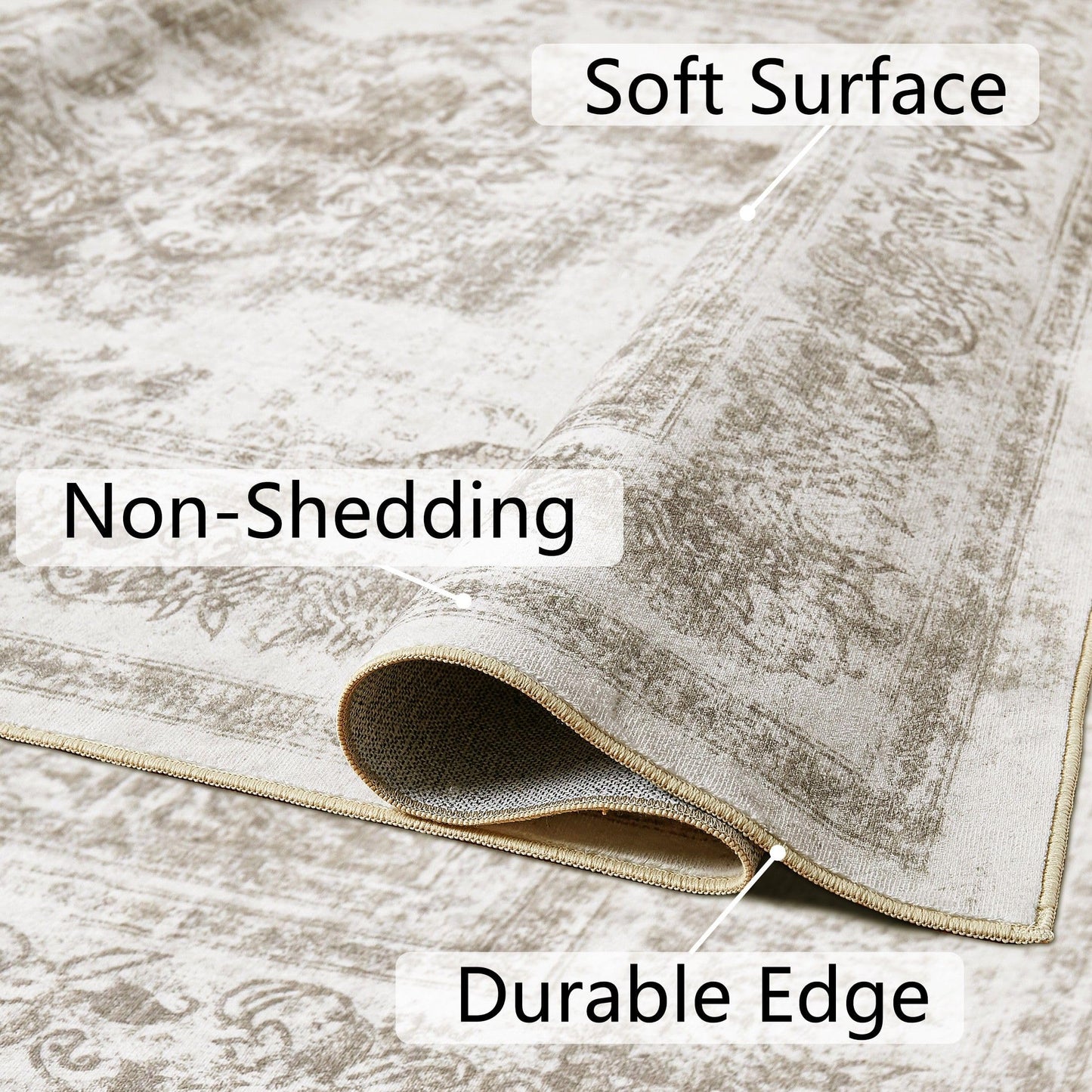 PureCozy Runner Rug 3x10 Vintage Hallway Long Area Carpet Kitchen Indoor Bedroom Taupe Medallion Washable Traditional Retro Accent Throw Rug Non Slip Distressed Office Dining Living Room Bathroom