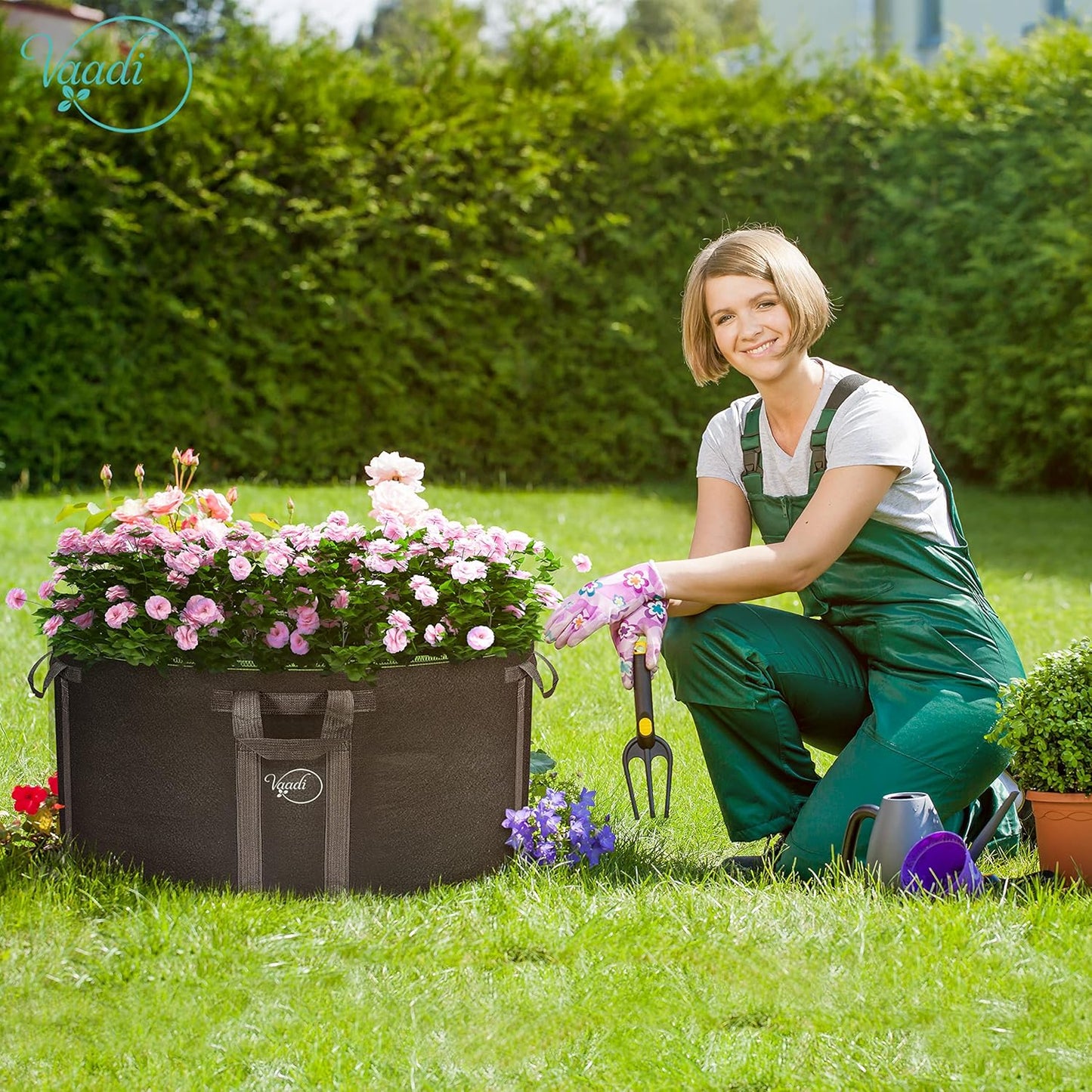 Vaadi 50 Gallon Plant Grow Bags - Durable Weatherproof Fabric Pots with Reinforced Handles | Large Capacity for Vegetables