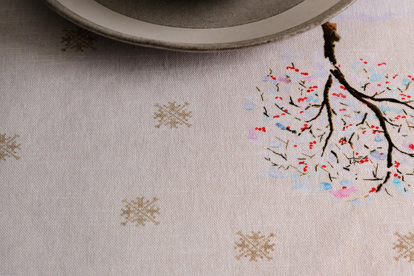 Maison d' Hermine Table Cloth Round Table 100% Cotton 63 Inches Fall Tablecloth Reusable Everyday Use for Thanksgiving Christmas Decorations Dining Farmhouse Party (Rural Christmas)