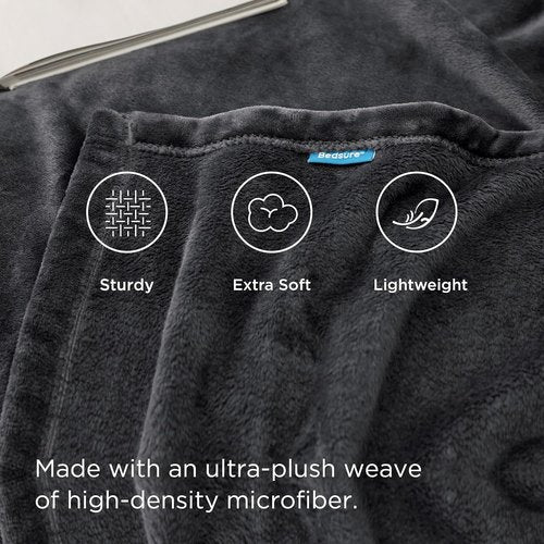 Bedsure GentleSoft Fleece Blanket - Cozy Lightweight Plush Twin Size Dark Grey, 60x80 Inches