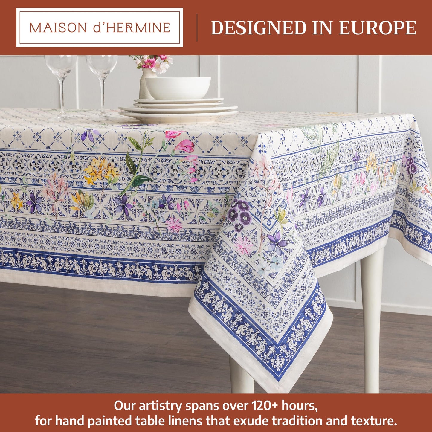 Maison d' Hermine Table Cloth Rectangle Table 100% Cotton 70 x 90 Inches Tablecloth Reusable Decorative for Dining Kitchen Room Farmhouse Home Gifts for Mothers Day Spring Summer - Faience