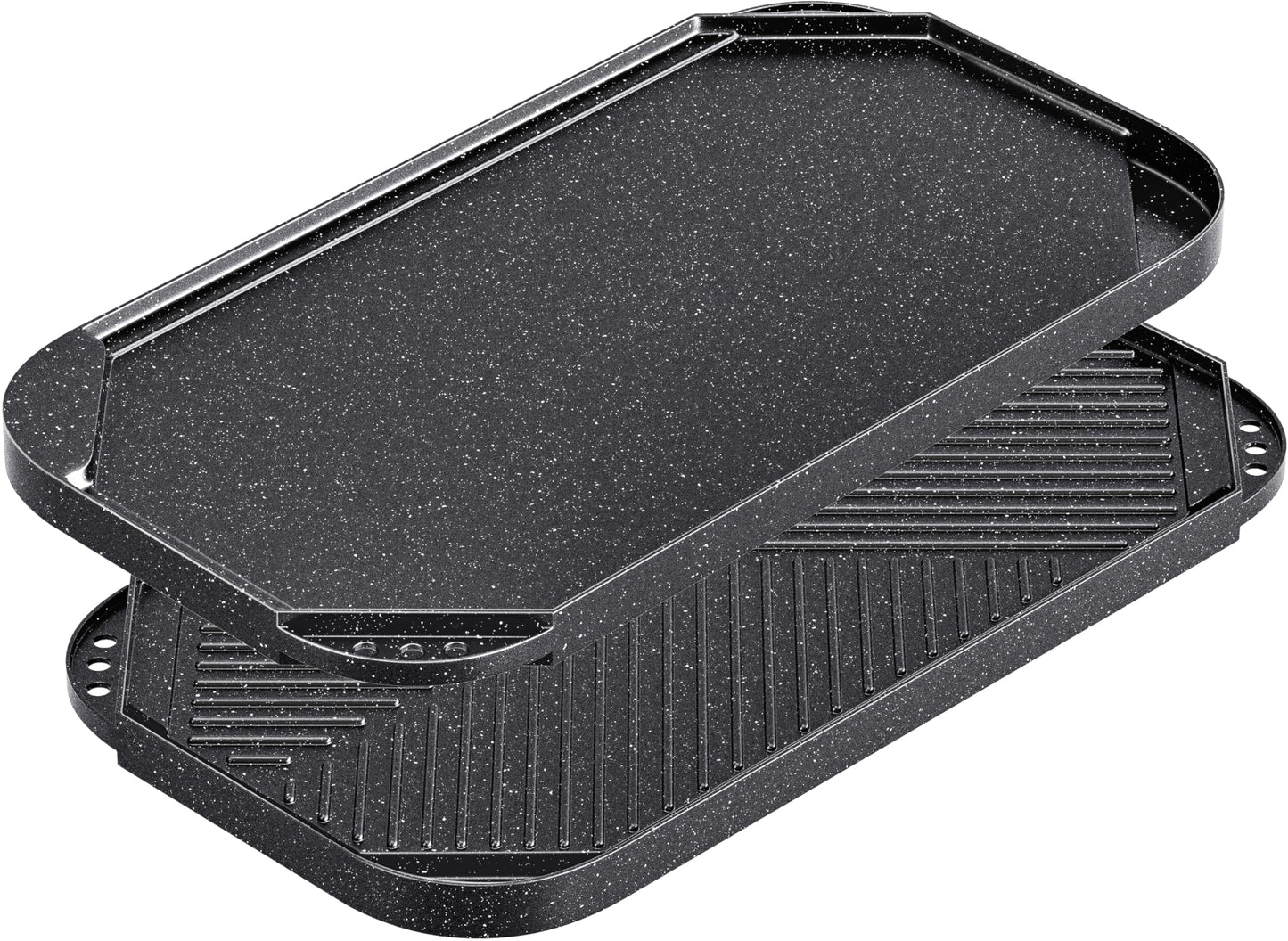 Caannasweis Nonstick Griddle Grill Pan, 19.5" x 11" Reversible Griddle Pan for Stove Top, Grill, or Campfire, Two Burner Cast Aluminum Grill, Rectangular Baking Flat and Ribbed Griddle Plate
