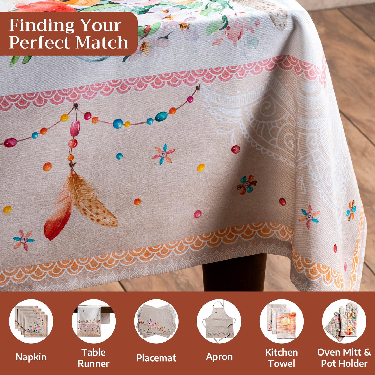 Maison d' Hermine Table Cloth Rectangle Table 100% Cotton 54 x 72 Inches Tablecloth Reusable Decorative for Dining Kitchen Room Farmhouse Home Gifts for Mothers Day Spring Summer - Ibiza - Beige