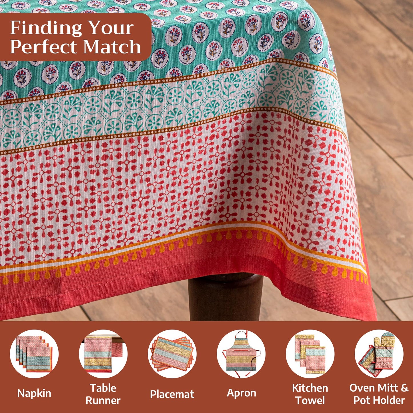 Maison d' Hermine Table Cloth Rectangle Table 100% Cotton 70 x 108 Inches Tablecloth Reusable Decorative for Dining Kitchen Room Farmhouse Home Gifts for Mothers Day Spring Summer - Provence