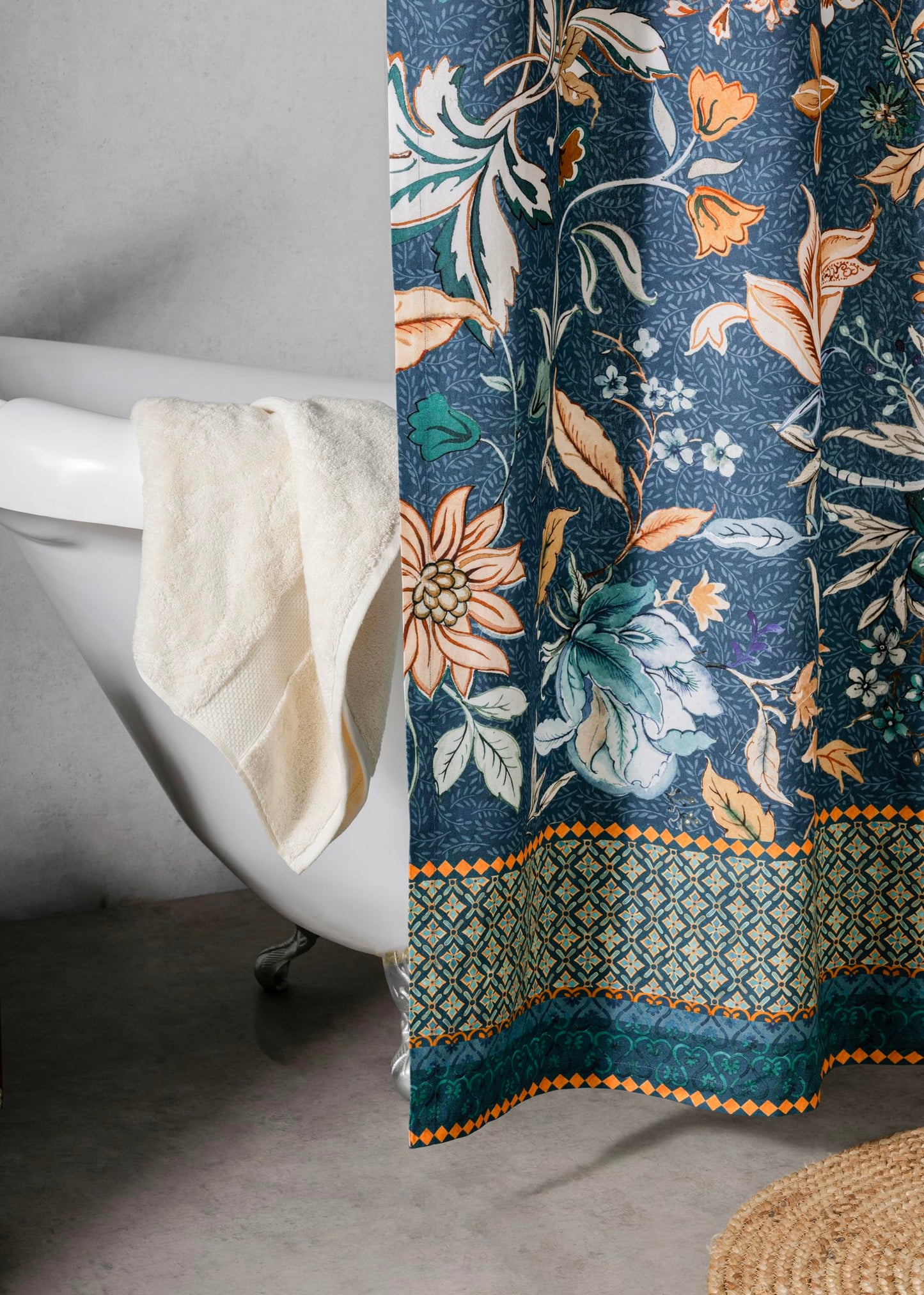 Maison d' Hermine Shower Curtain 100% Cotton One Panel 70"x72" Washable Fabric Shower Curtains for Bathroom, Easy Hanging with 12 Button Holes -Home Spa Gifts for Mothers Day (Luxury Loft - Dark Teal)