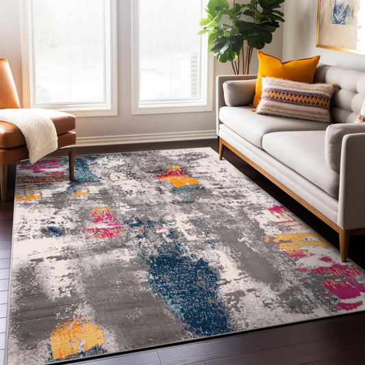 Rugshop Cardiff Contemporary Abstract Stain Resistant Soft Area Rug 5' x 7' Multi