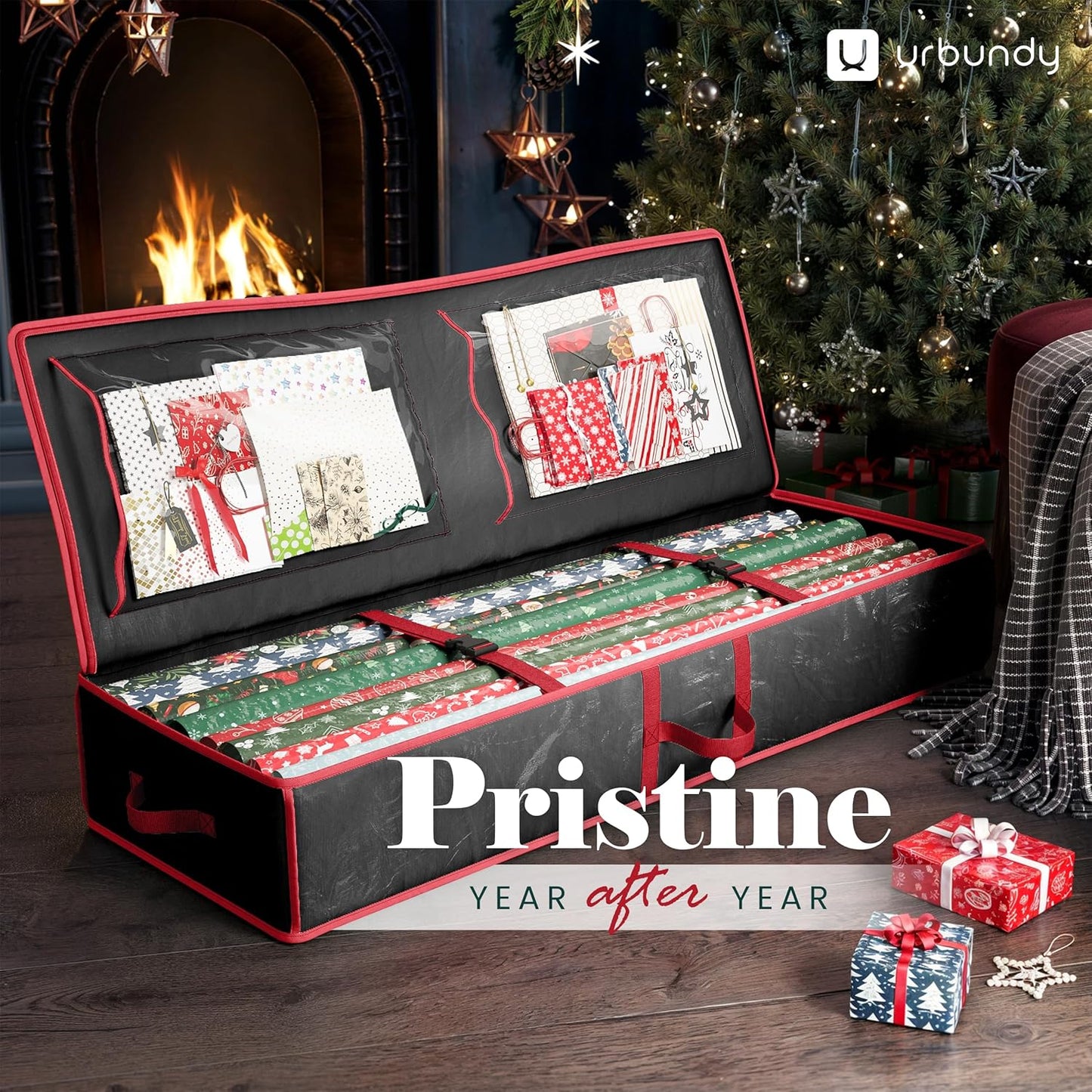 Regine Switzerland Heavy Duty Wrapping Paper Organizer - Black Storage Bag for Gift Bags & Decorations