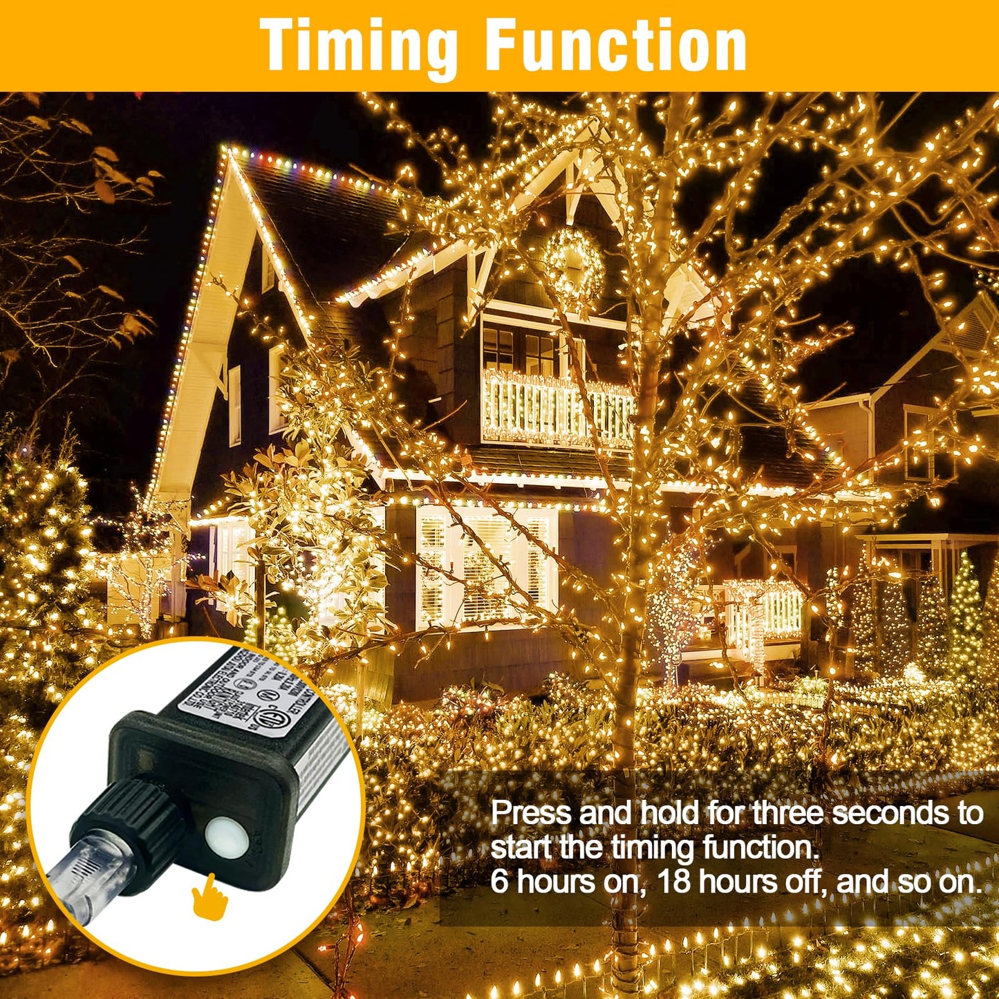 WASTROYAL 100FT Warm White String Lights – 300 LED Extra Long Waterproof Fairy Lights on Clear Wire, Plug-in Indoor Outdoor Decorations for Christmas, Wedding, Patio, Bedroom, Party