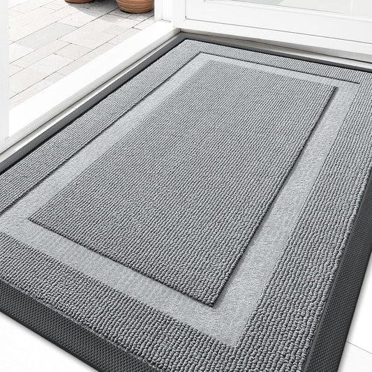 OLANLY Waterproof Front Door Mat - All-Season Indoor/Outdoor Doormat, Easy Clean, 29.5x17, Ash Gray