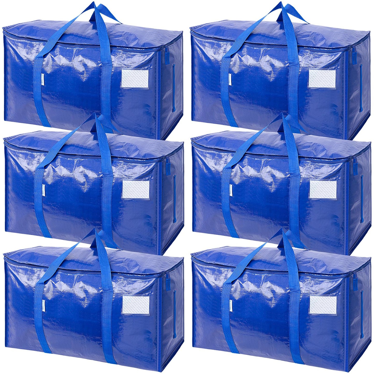 TICONN 6 Pack Extra Large Moving Bags Heavy Duty with Zippers & Carrying Handles, Durable Storage Bags Moving Boxes for Closet Organizers and Storage (6 Pack, Coral)
