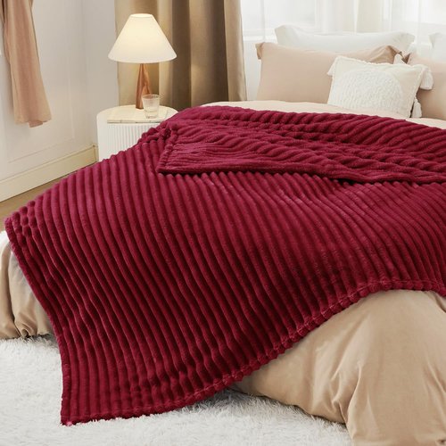 Bedsure GentleSoft Fleece Blanket - Cozy Red Throw for Couch, Perfect Size 108x90 Inches