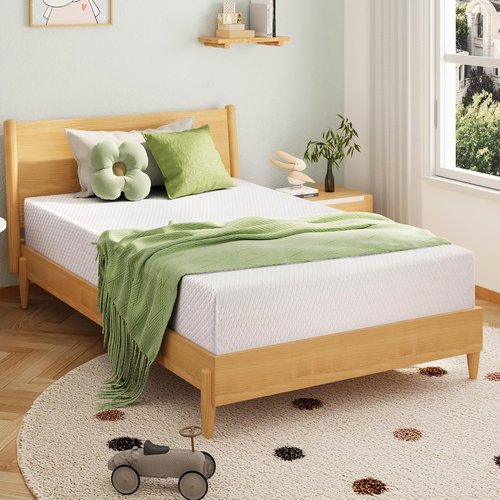 EGOHOME 6-Inch Twin Mattress - Memory Foam with Cooling Green Tea Gel | Medium Firm Support, 75''L x 38''W, White