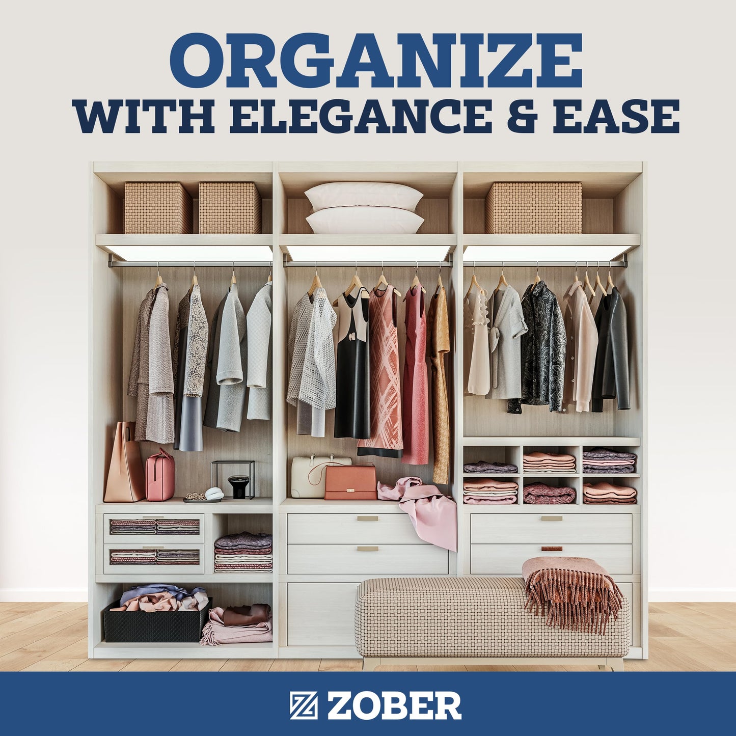 ZOBER High-Grade Wooden Hangers - Heavy Duty, Non Slip Wood Hangers for Coats, Jackets, Suits, & Pants - Clothes Hangers for Closet W/Bar and Notches 20 Pack
