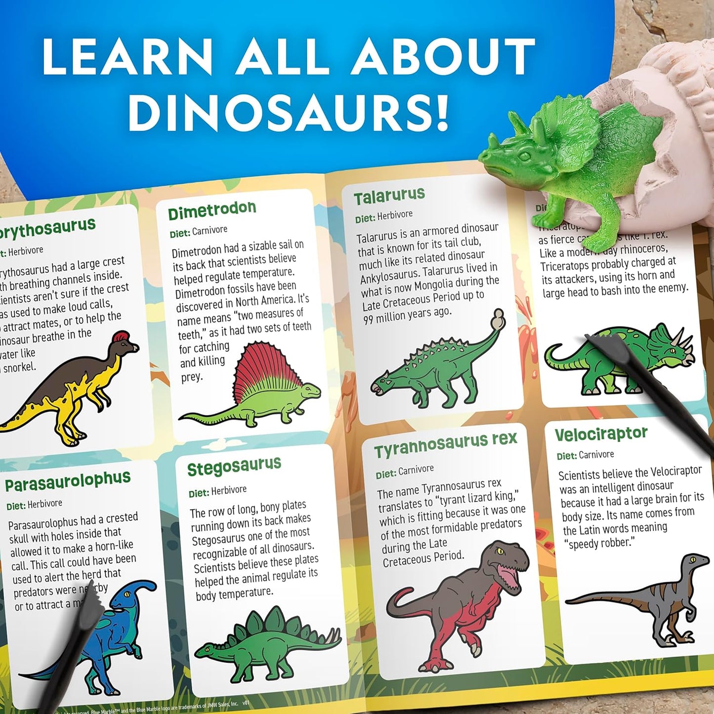 National Geographic Dinosaur Dig Kit - 12 Dino-Shaped Bricks with Figures & Excavation Tools | Perfect STEM Toy for Kids