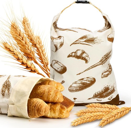 Beeswax Bread Bags - 2 Pack Reusable Organic Cotton Storage for Sourdough & Bakery Bread