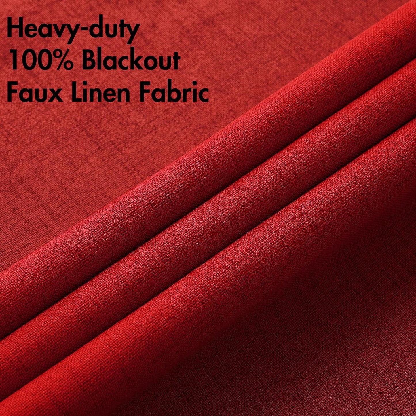 MIULEE 100% Blackout Linen Curtains - Thermal Insulated Red Grommet Drapes for Bedroom | 52 x 84 Inch (2 Panels)