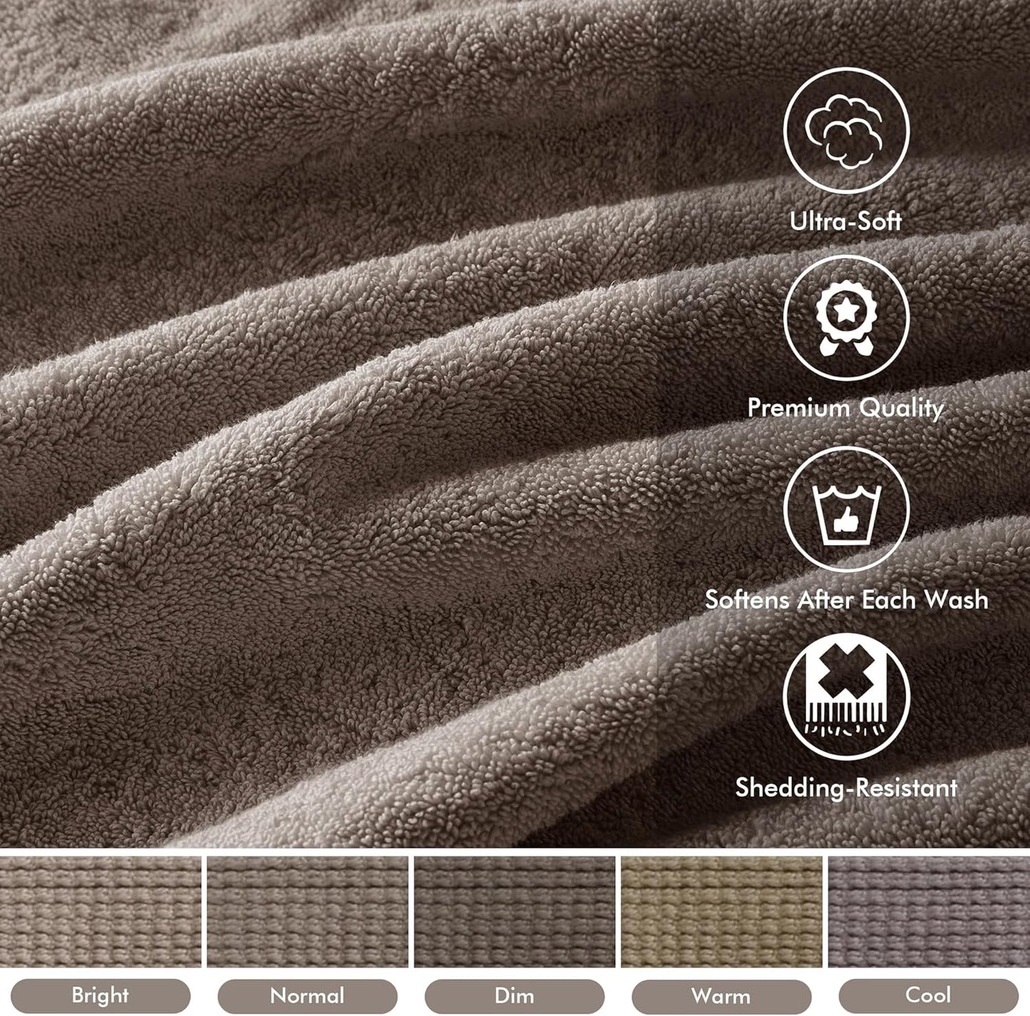 Madison Park 800GSM Cotton Bath Towel Set - Luxurious Absorbent Towels in Mocha | 8-Piece Spa Quality