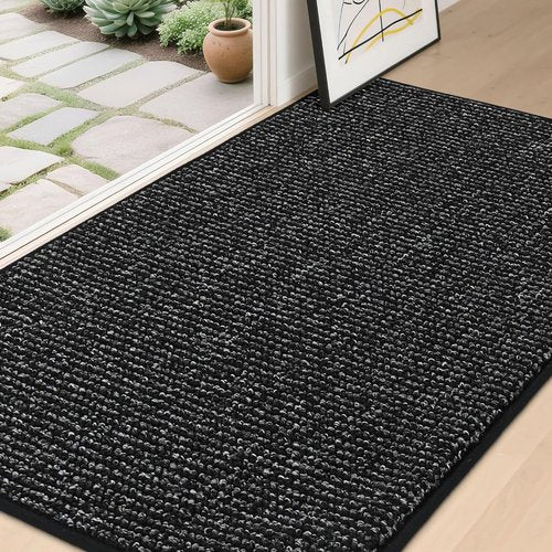 BEQHAUSE Dirt Trapper Door Mat - Non-Slip, Washable, Absorbent | 36" x 60", Black Entryway Mat