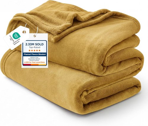 Bedsure GentleSoft Fleece Blanket - Lightweight Plush Cozy Twin Size Yellow 60x80 Inches for Bed & Travel