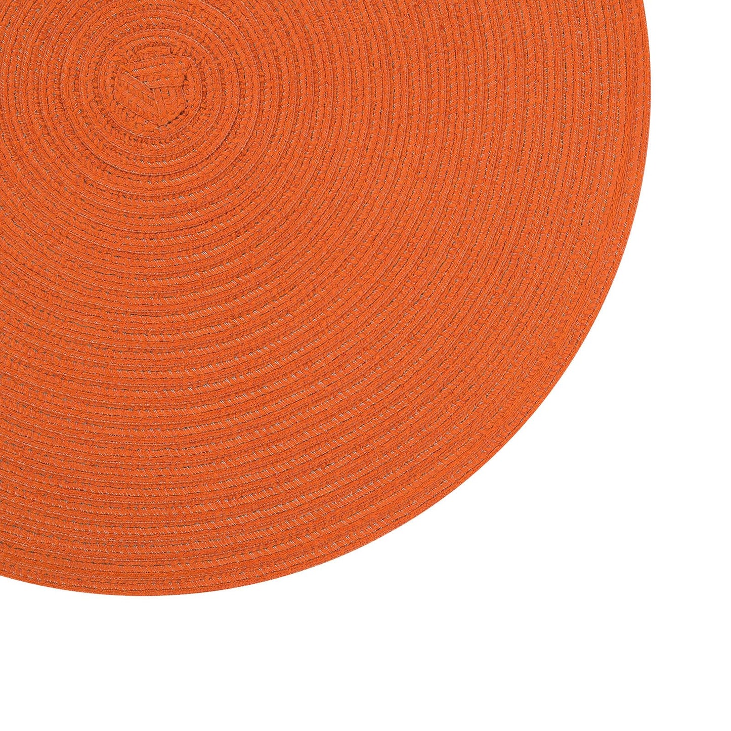 SHACOS Round Placemats Set of 4 for Dining Table Autumn Fall Round Braided Place Mats Washable Non Slip Kitchen Table Mats Decor, Bright Orange