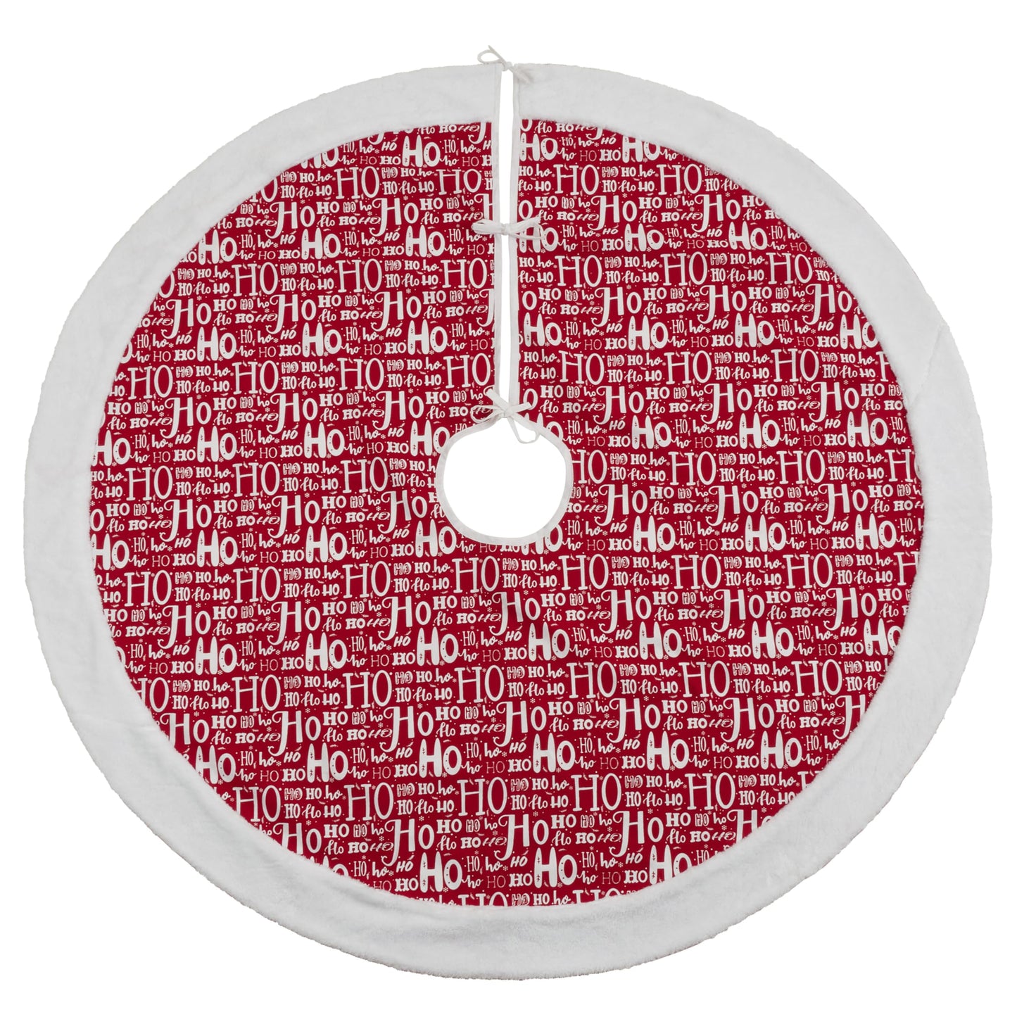 SARO LIFESTYLE Collection Ho Christmas Tree Skirt, 72"", Red (2525.R72R)