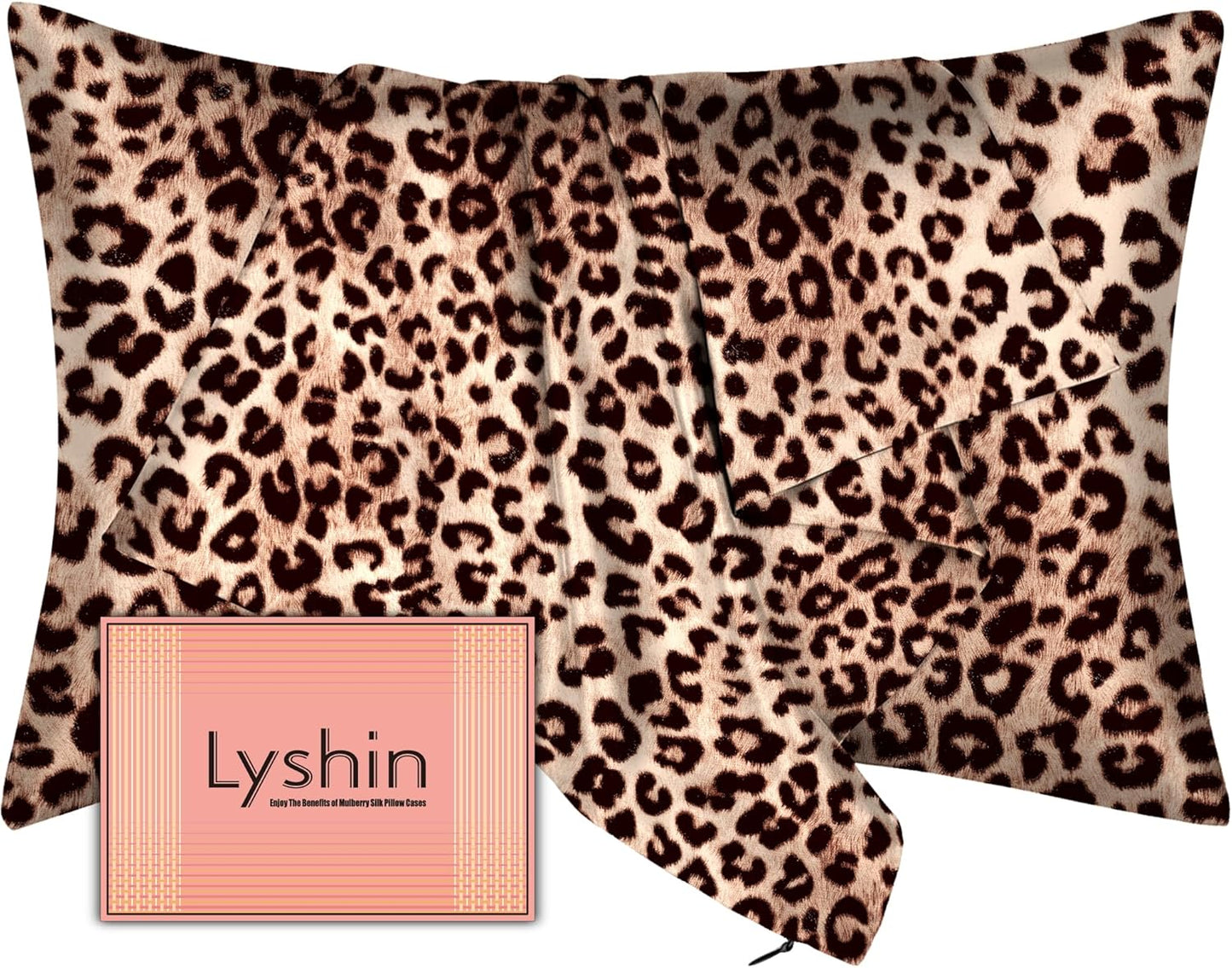 Skiennix Mulberry Silk Pillowcase - Queen Size, Hidden Zipper, Soft & Breathable for Hair & Skin | Leopard Brown
